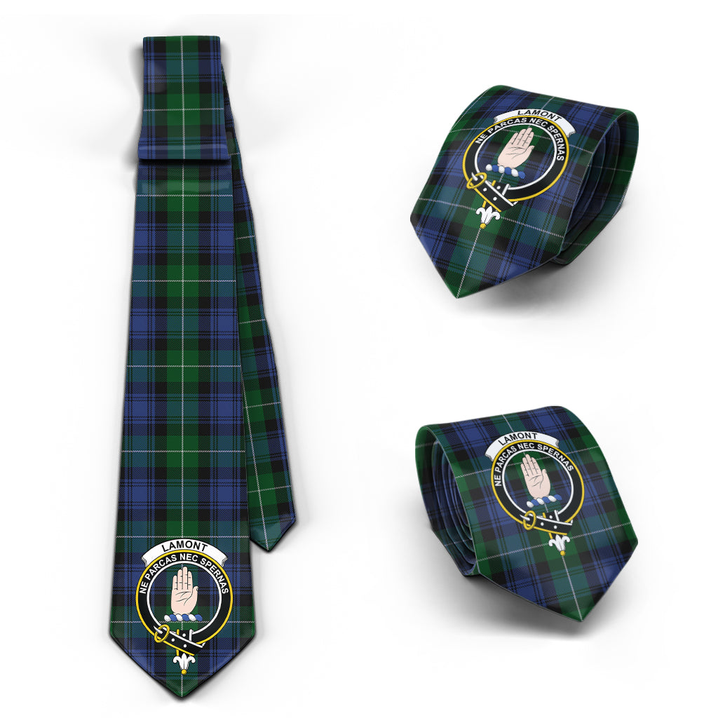 Lamont #2 Tartan Classic Necktie with Family Crest Necktie One Size - Tartan Vibes Clothing