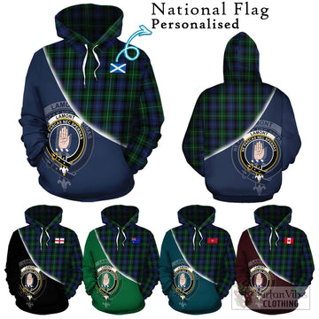 Lamont #2 Tartan Hoodie with Personalised National Flag and Family Crest Half Style