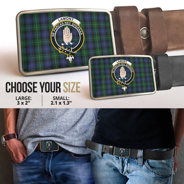 Lamont #2 Tartan Belt Buckles with Family Crest