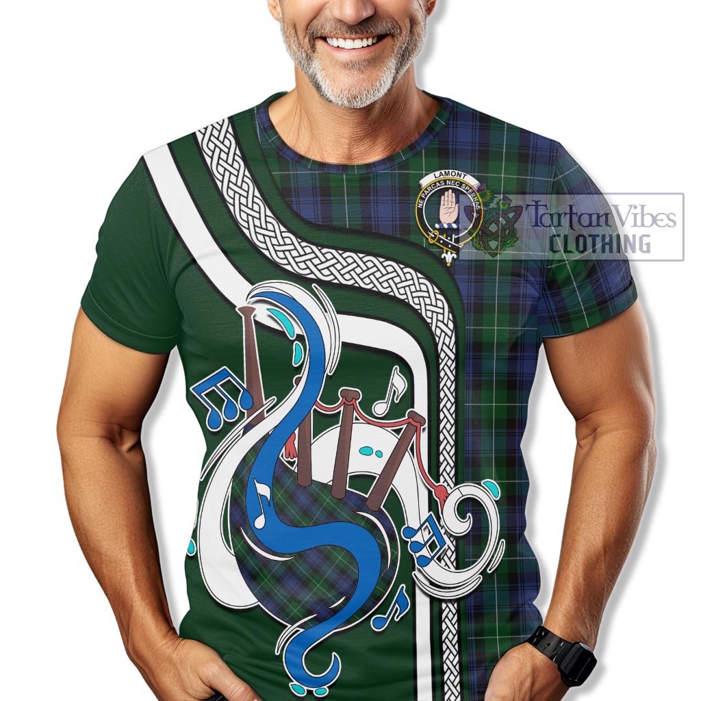 Tartan Vibes Clothing Lamont #2 Tartan T-Shirt with Epic Bagpipe Style