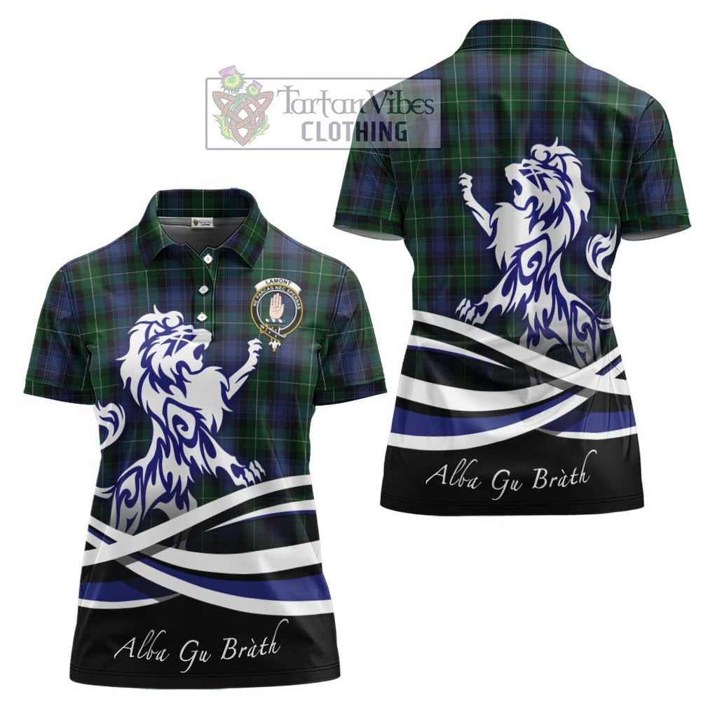 Tartan Vibes Clothing Lamont #2 Tartan Women's Polo Shirt with Alba Gu Brath Regal Lion Emblem