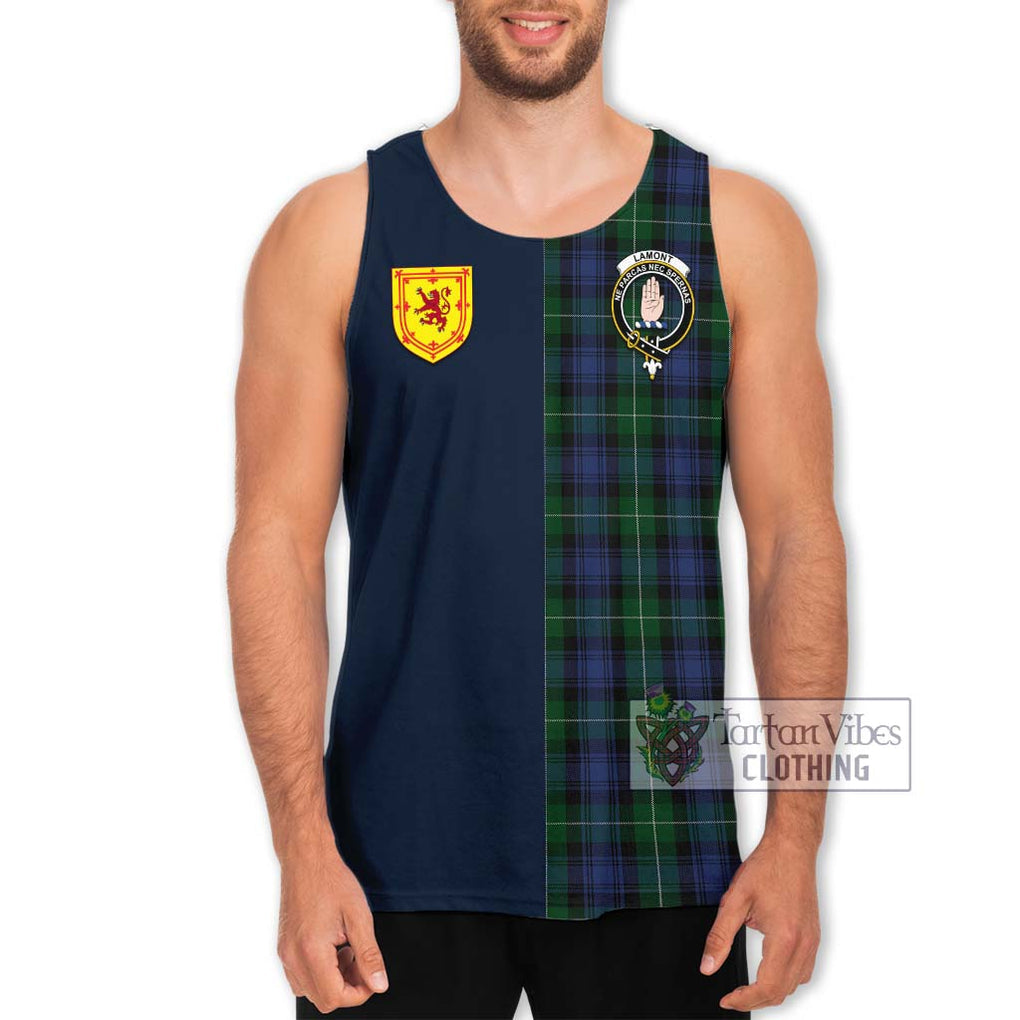 Tartan Vibes Clothing Lamont #2 Tartan Men's Tank Top with Scottish Lion Royal Arm Half Style