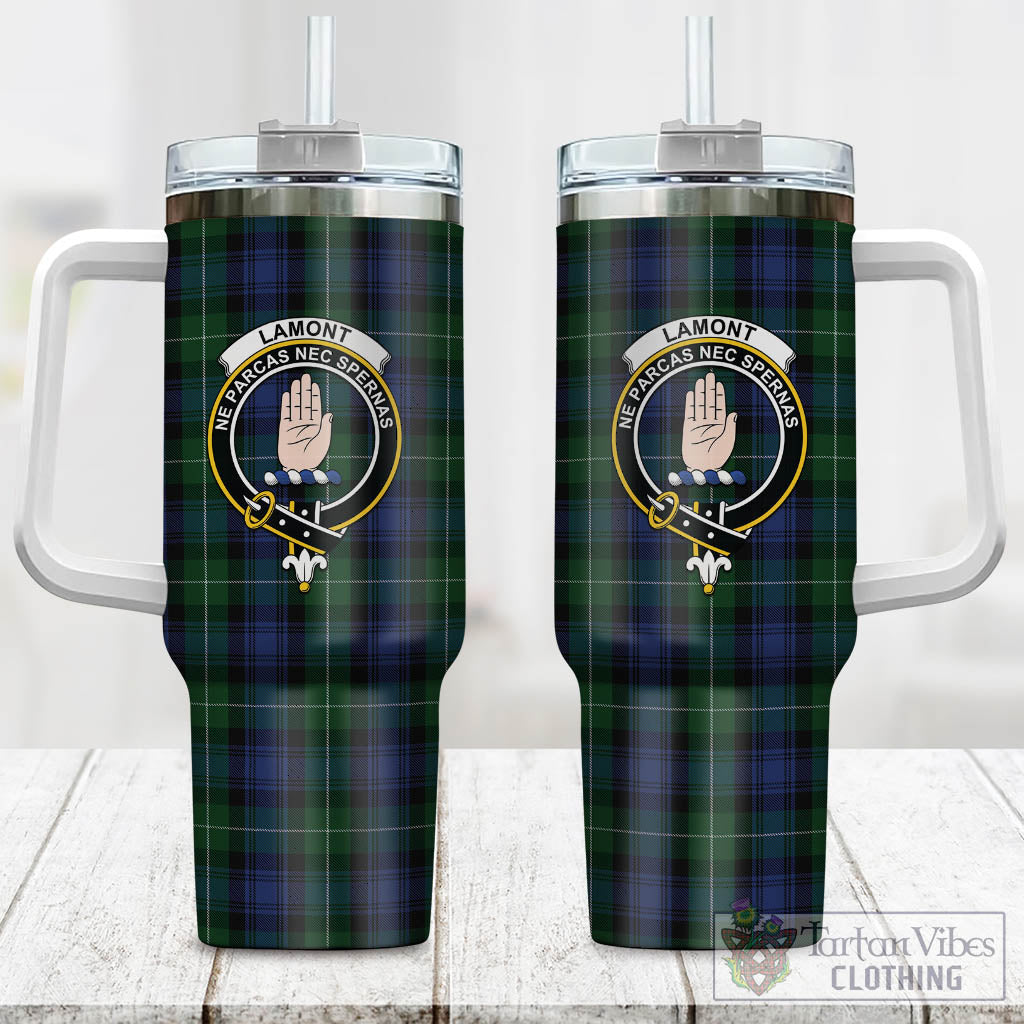 Tartan Vibes Clothing Lamont #2 Tartan and Family Crest Tumbler with Handle