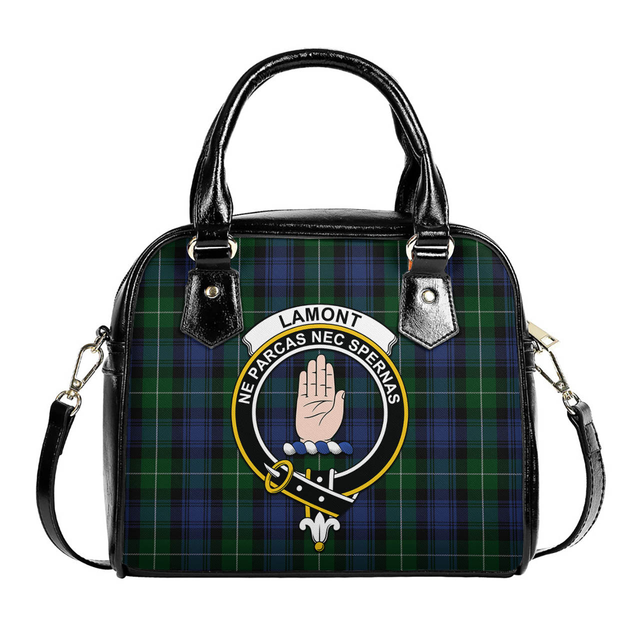 Lamont #2 Tartan Shoulder Handbags with Family Crest One Size 6*25*22 cm - Tartanvibesclothing Shop