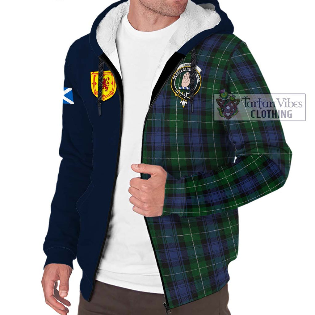 Tartan Vibes Clothing Lamont #2 Tartan Sherpa Hoodie with Scottish Lion Royal Arm Half Style