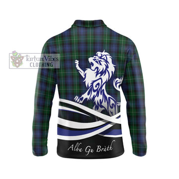 Lamont #2 Tartan Long Sleeve Polo Shirt with Alba Gu Brath Regal Lion Emblem