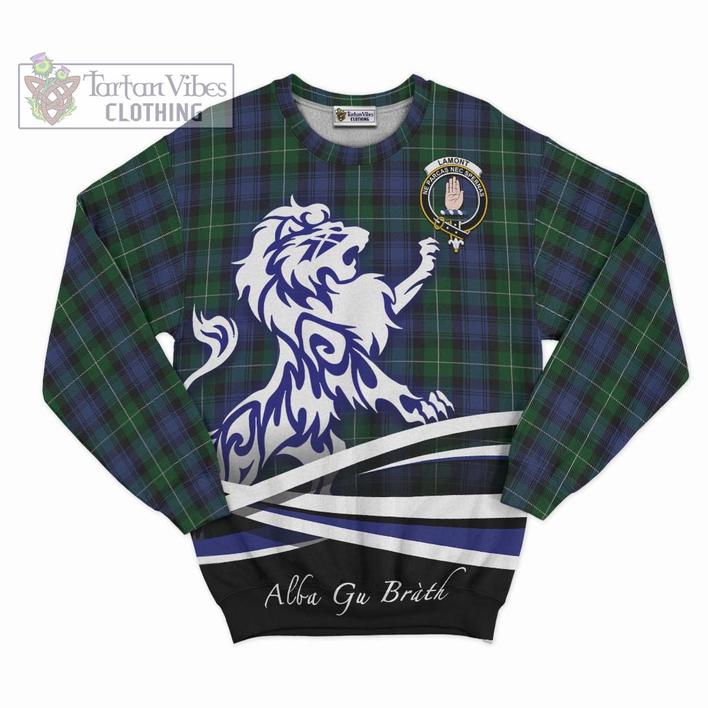 Tartan Vibes Clothing Lamont #2 Tartan Sweatshirt with Alba Gu Brath Regal Lion Emblem