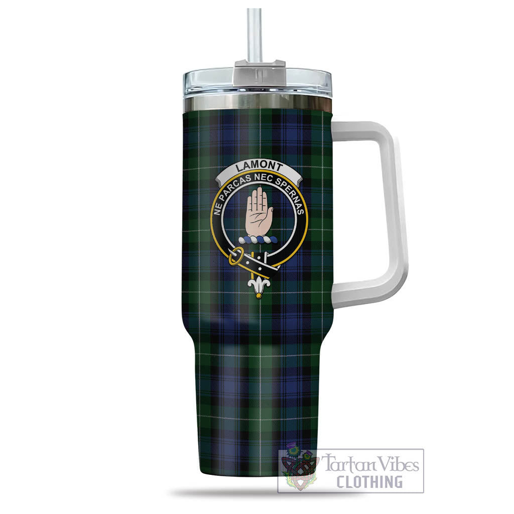 Tartan Vibes Clothing Lamont #2 Tartan and Family Crest Tumbler with Handle