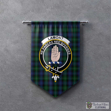 Lamont #2 Tartan Gonfalon, Tartan Banner with Family Crest