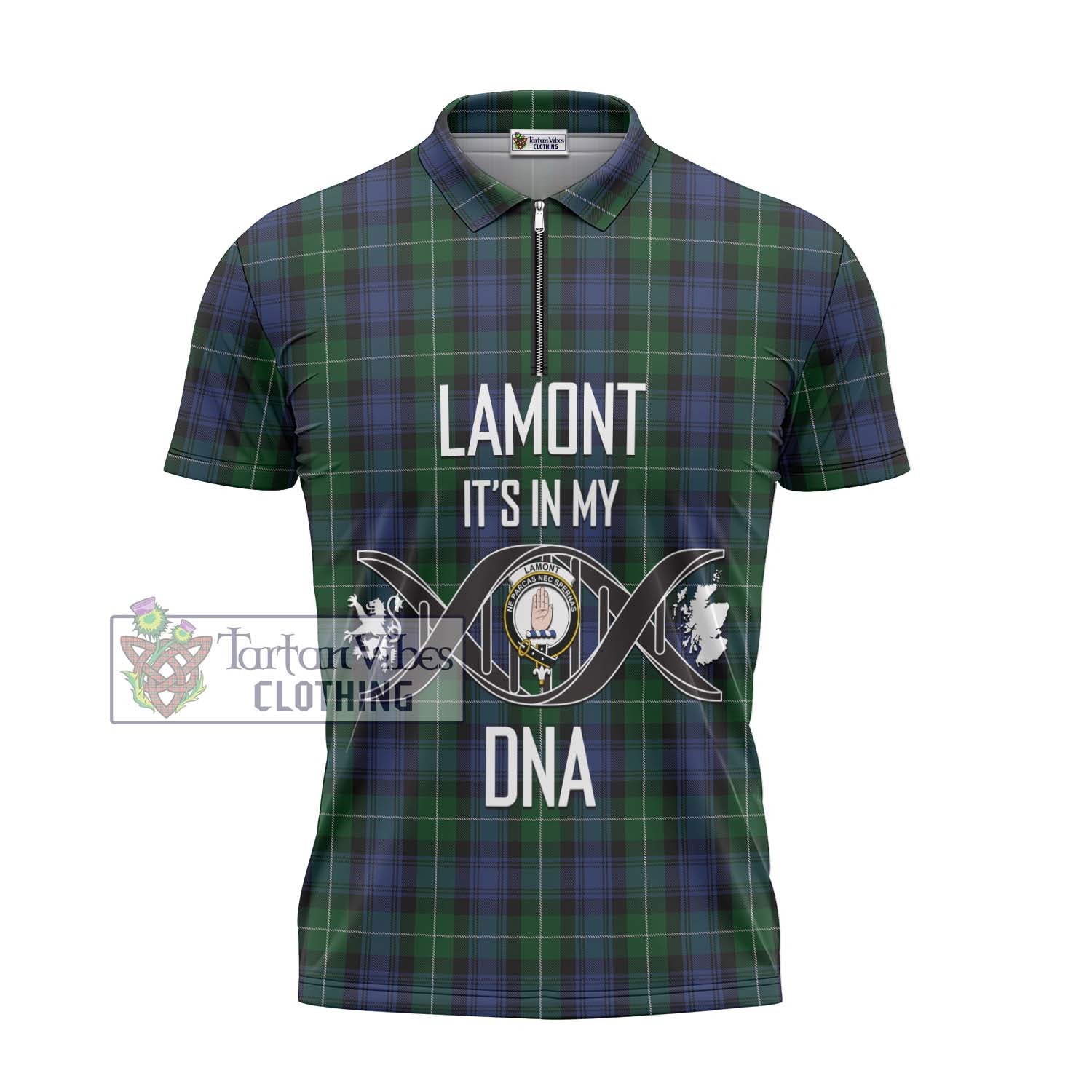 Tartan Vibes Clothing Lamont #2 Tartan Zipper Polo Shirt with Family Crest DNA In Me Style