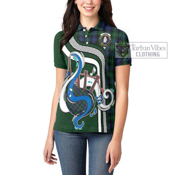 Lamont #2 Tartan Women's Polo Shirt with Epic Bagpipe Style