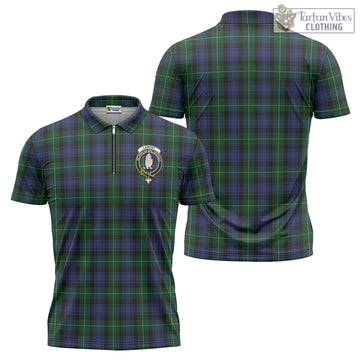 Lamont #2 Tartan Zipper Polo Shirt with Family Crest