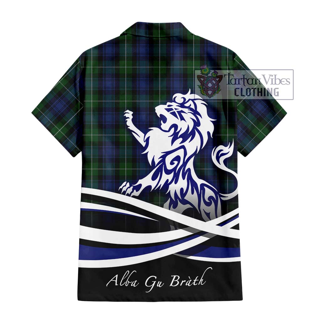 Tartan Vibes Clothing Lamont #2 Tartan Short Sleeve Button Shirt with Alba Gu Brath Regal Lion Emblem