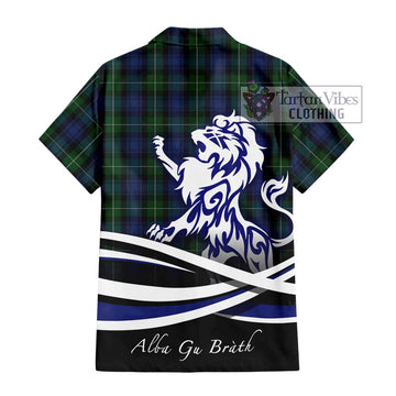 Lamont #2 Tartan Short Sleeve Button Shirt with Alba Gu Brath Regal Lion Emblem