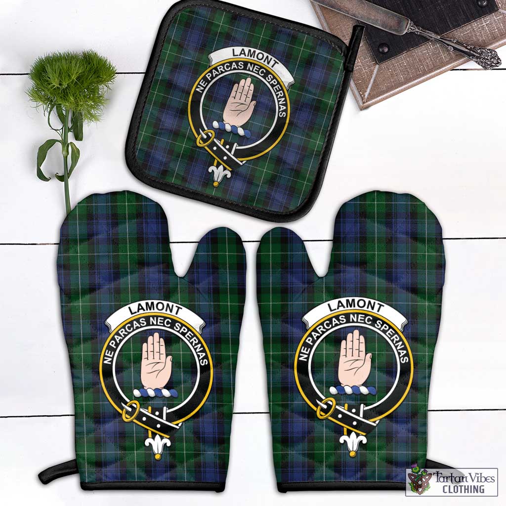 Tartan Vibes Clothing Lamont #2 Tartan Combo Oven Mitt & Pot-Holder with Family Crest