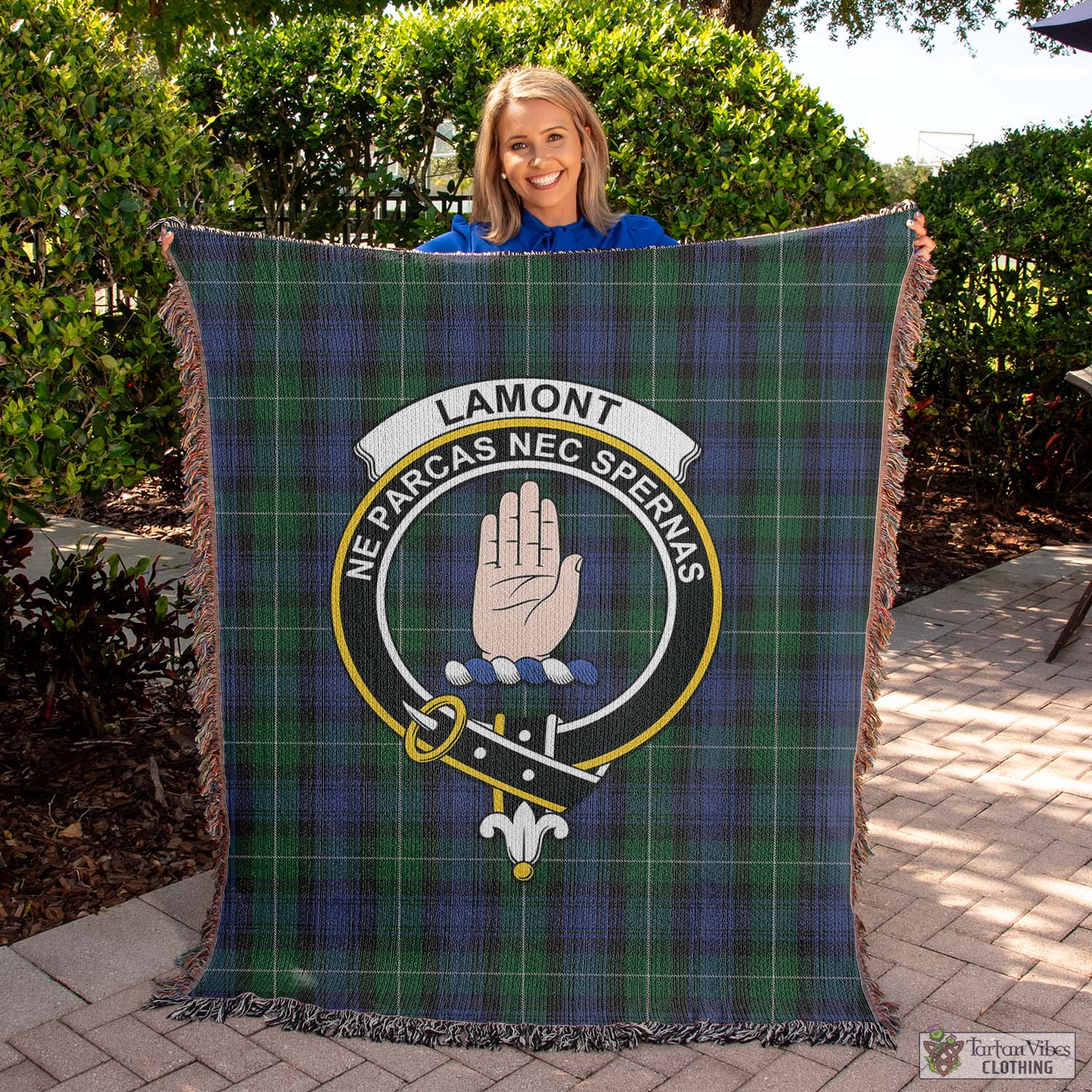 Tartan Vibes Clothing Lamont #2 Tartan Woven Blanket with Family Crest