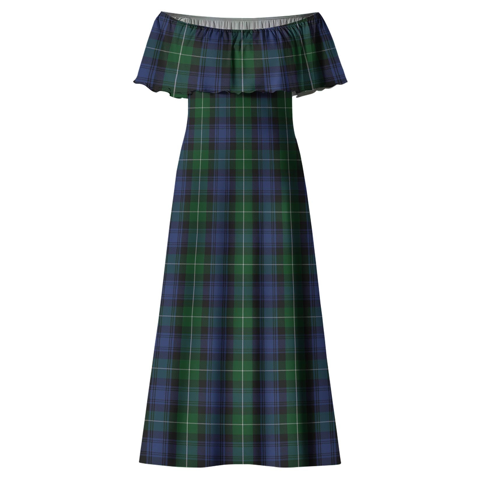 Lamont #2 Tartan Off Shoulder Long Dress - Tartanvibesclothing