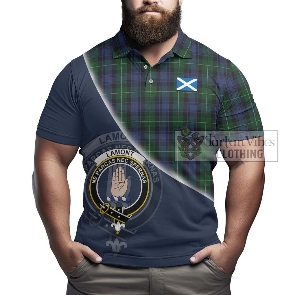 Tartan Vibes Clothing Lamont #2 Tartan Polo Shirt with Personalised National Flag and Family Crest Half Style