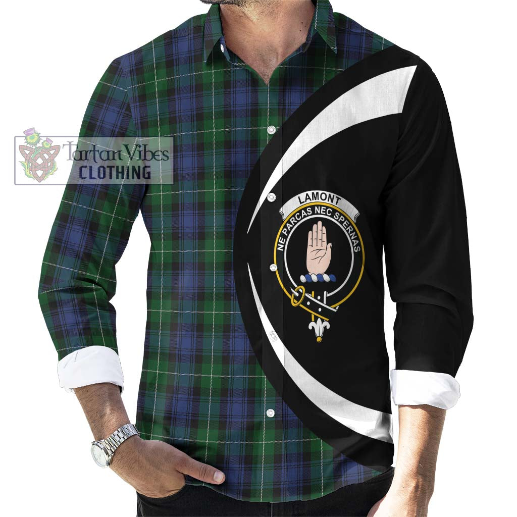 Tartan Vibes Clothing Lamont #2 Tartan Long Sleeve Button Up with Family Crest Circle Style