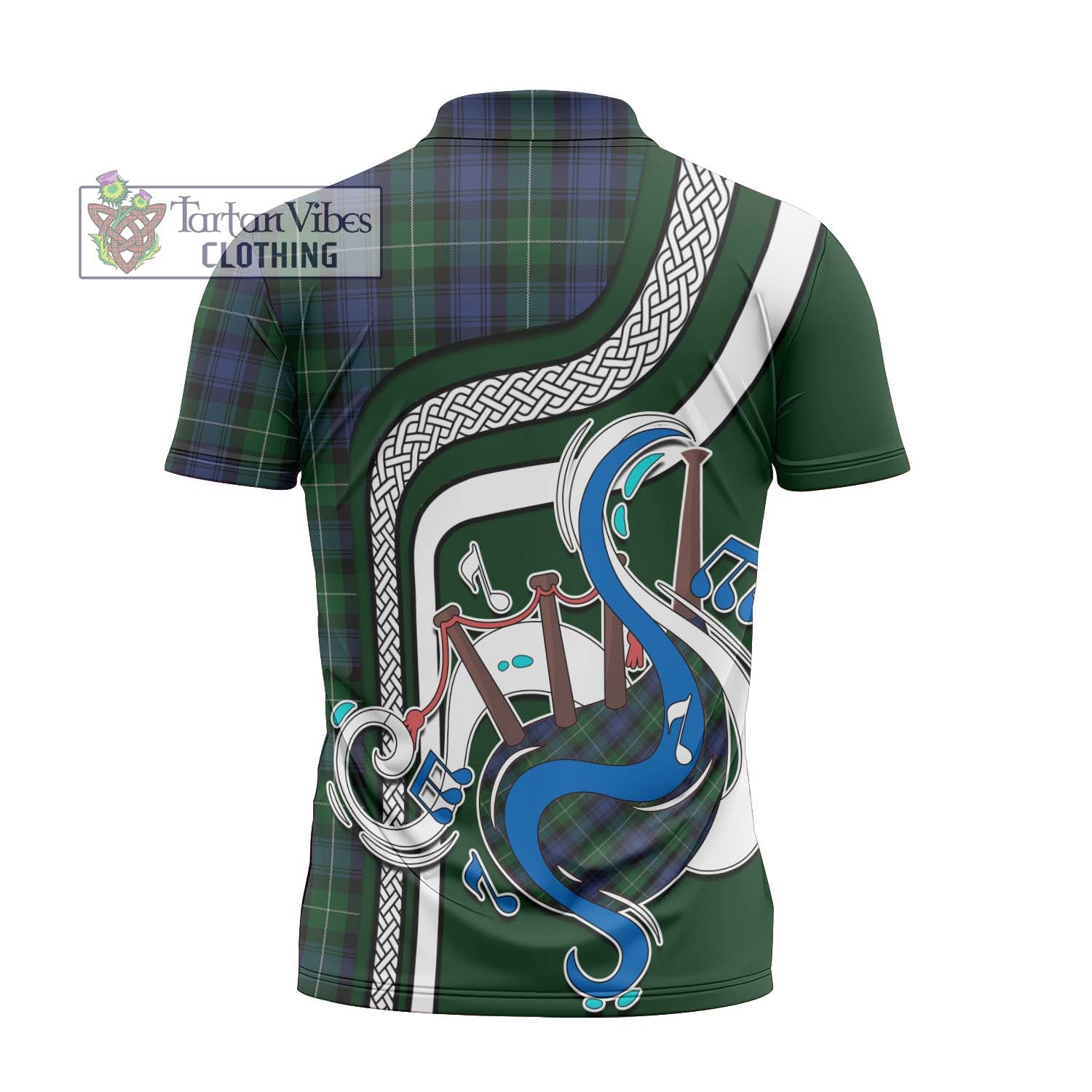 Tartan Vibes Clothing Lamont #2 Tartan Zipper Polo Shirt with Epic Bagpipe Style