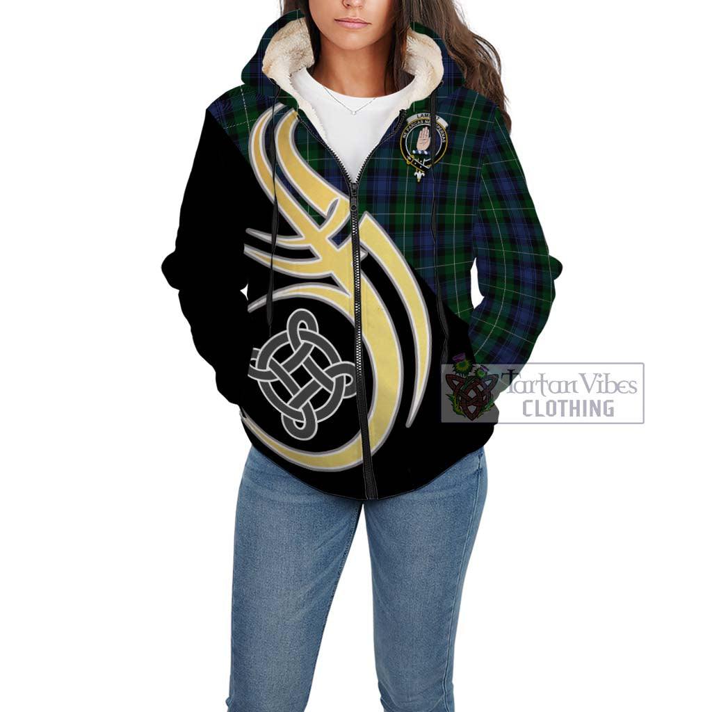 Tartan Vibes Clothing Lamont #2 Tartan Sherpa Hoodie with Family Crest and Celtic Symbol Style