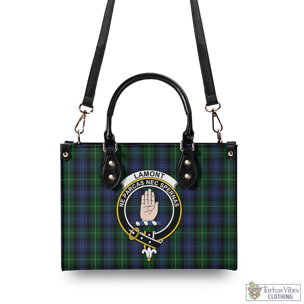 Tartan Vibes Clothing Lamont #2 Tartan Luxury Leather Handbags with Family Crest