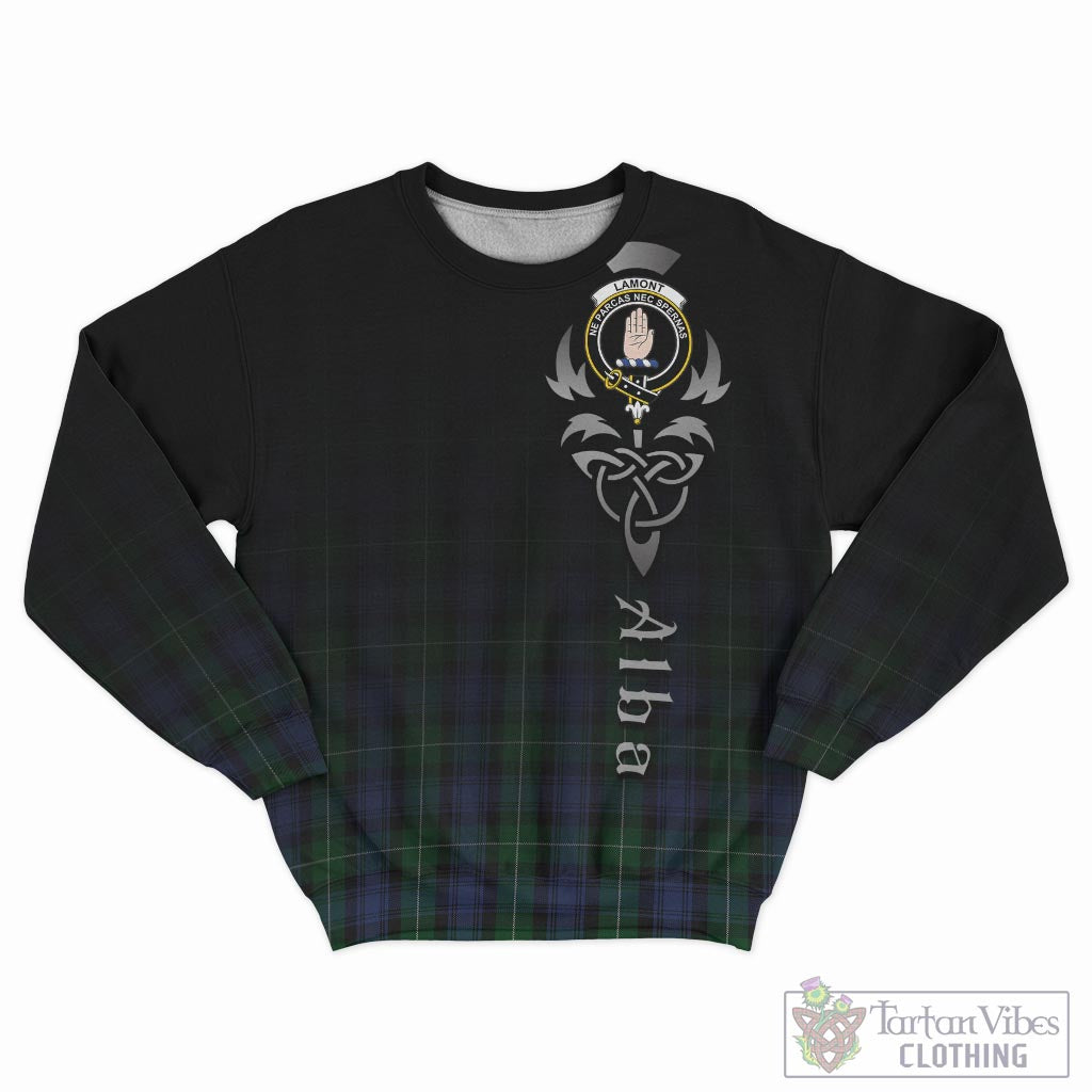 Tartan Vibes Clothing Lamont #2 Tartan Sweatshirt Featuring Alba Gu Brath Family Crest Celtic Inspired