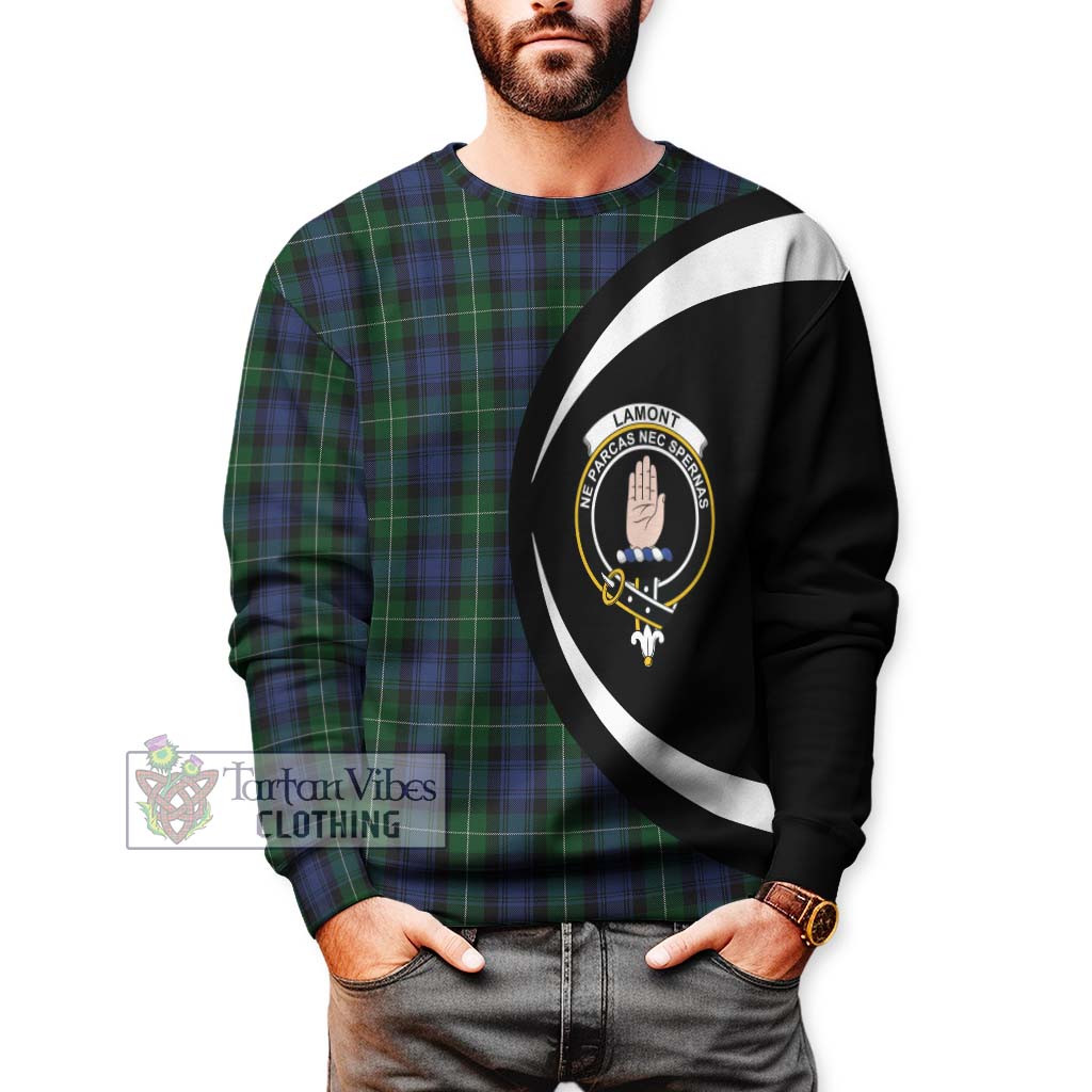 Tartan Vibes Clothing Lamont #2 Tartan Sweatshirt with Family Crest Circle Style