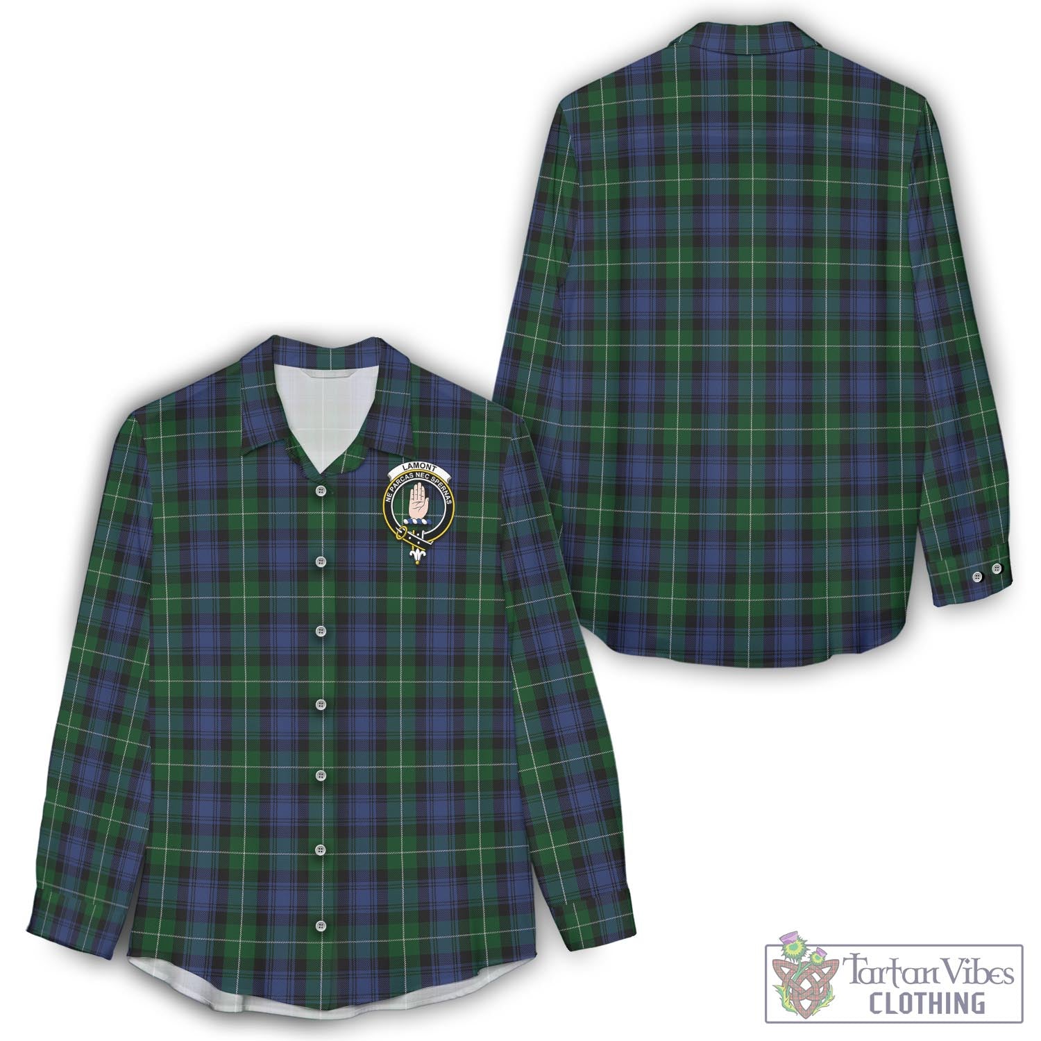 Tartan Vibes Clothing Lamont #2 Tartan Womens Casual Shirt with Family Crest