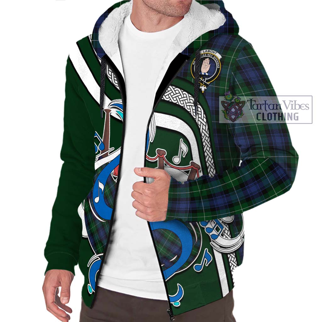 Tartan Vibes Clothing Lamont #2 Tartan Sherpa Hoodie with Epic Bagpipe Style