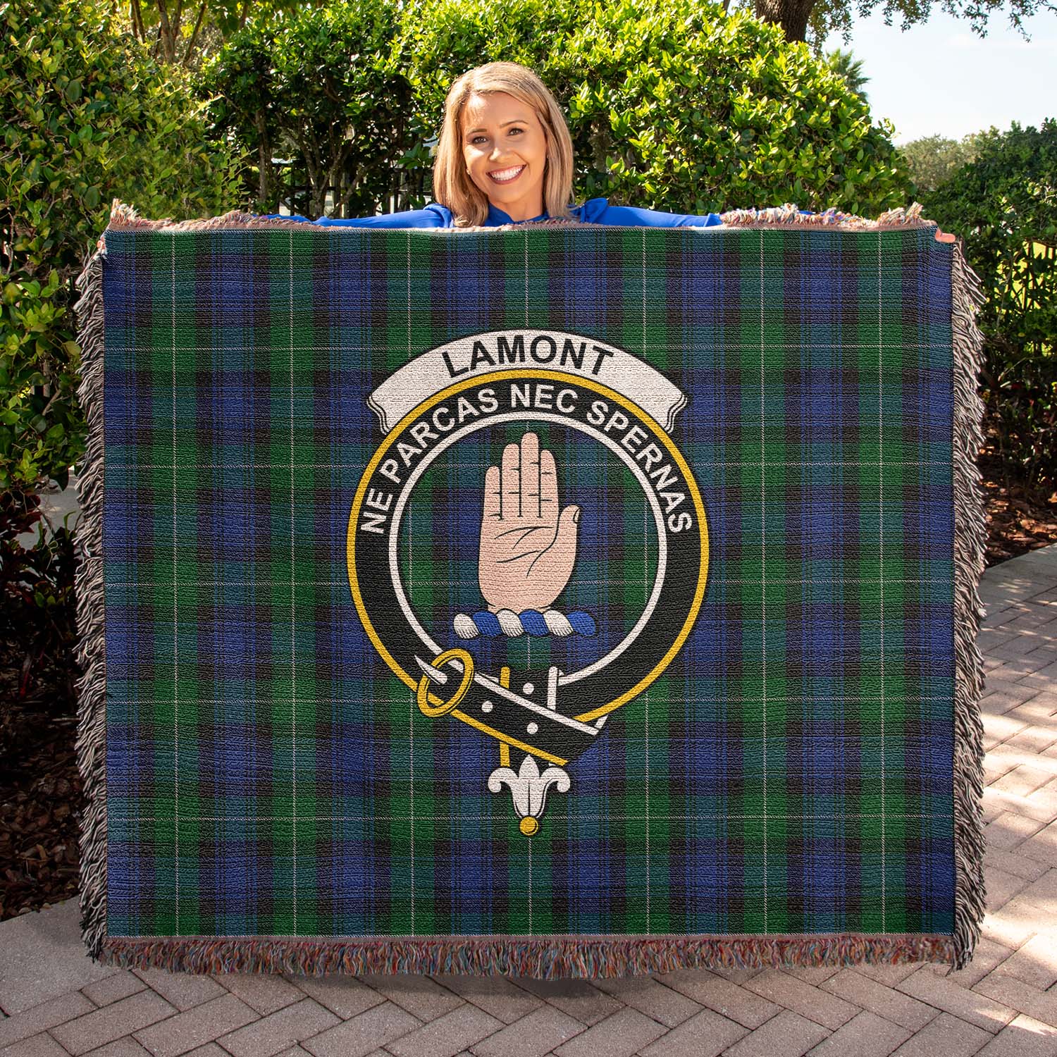 Tartan Vibes Clothing Lamont #2 Tartan Woven Blanket with Family Crest