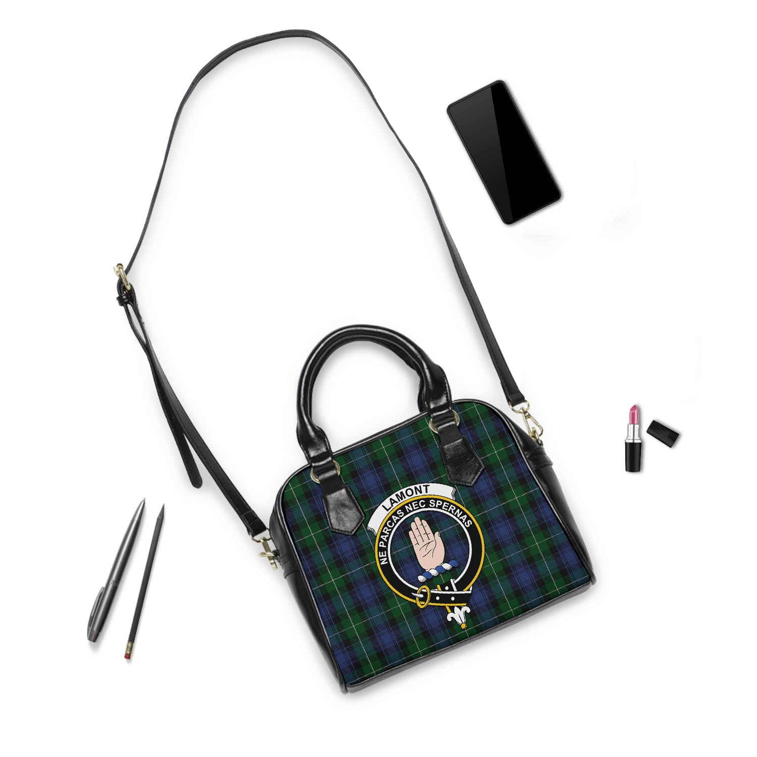 Lamont #2 Tartan Shoulder Handbags with Family Crest - Tartanvibesclothing Shop