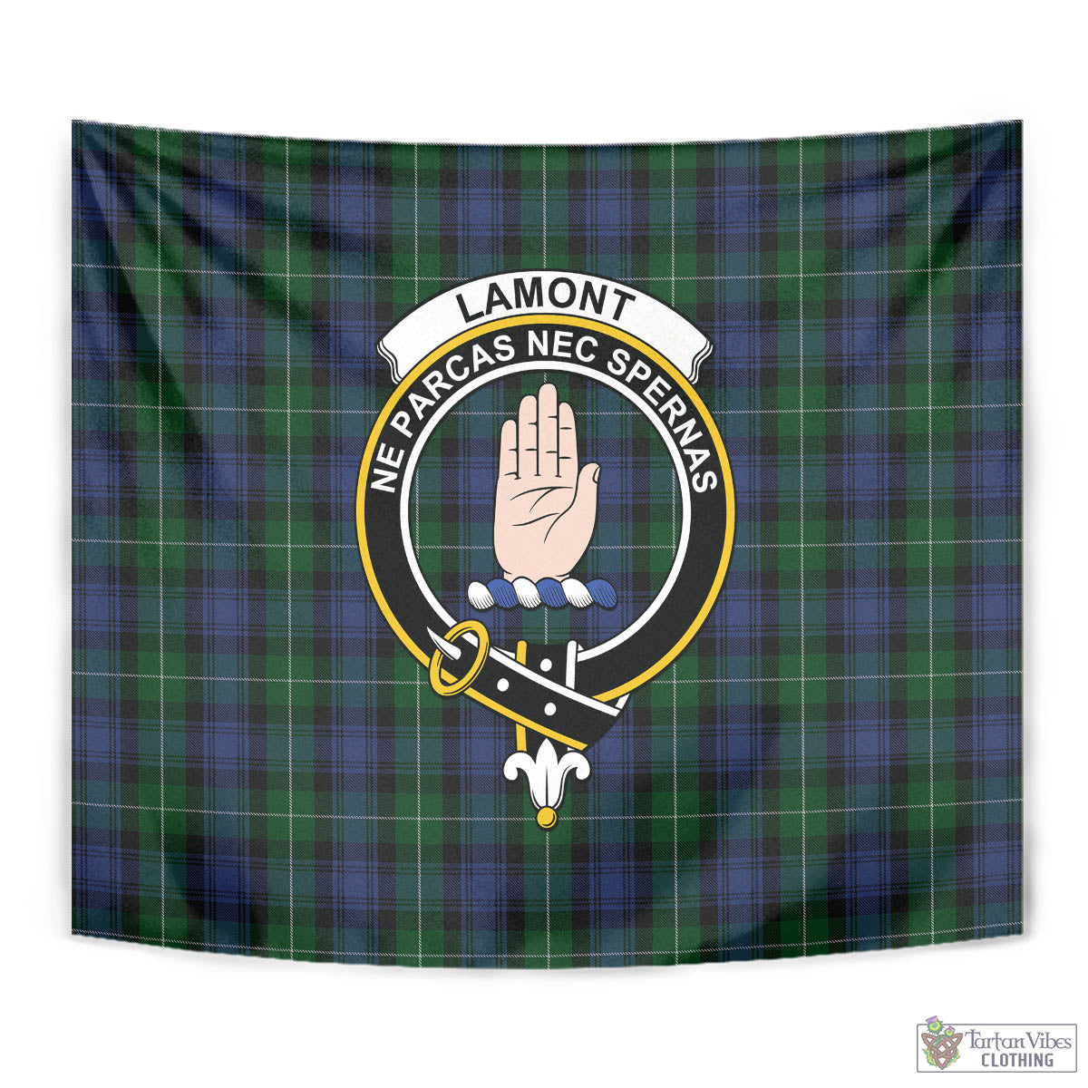 Tartan Vibes Clothing Lamont #2 Tartan Tapestry Wall Hanging and Home Decor for Room with Family Crest