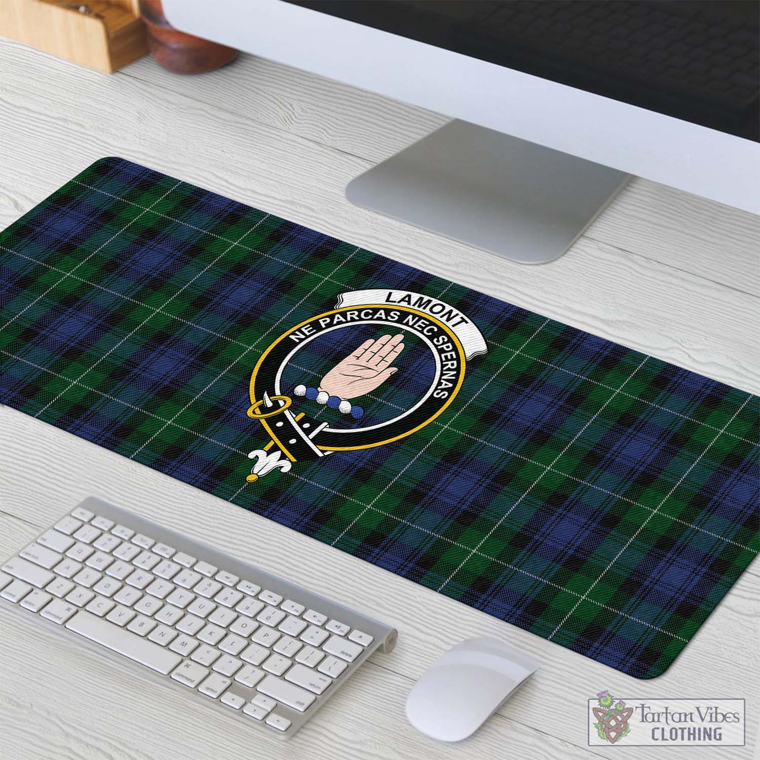 Tartan Vibes Clothing Lamont #2 Tartan Mouse Pad with Family Crest