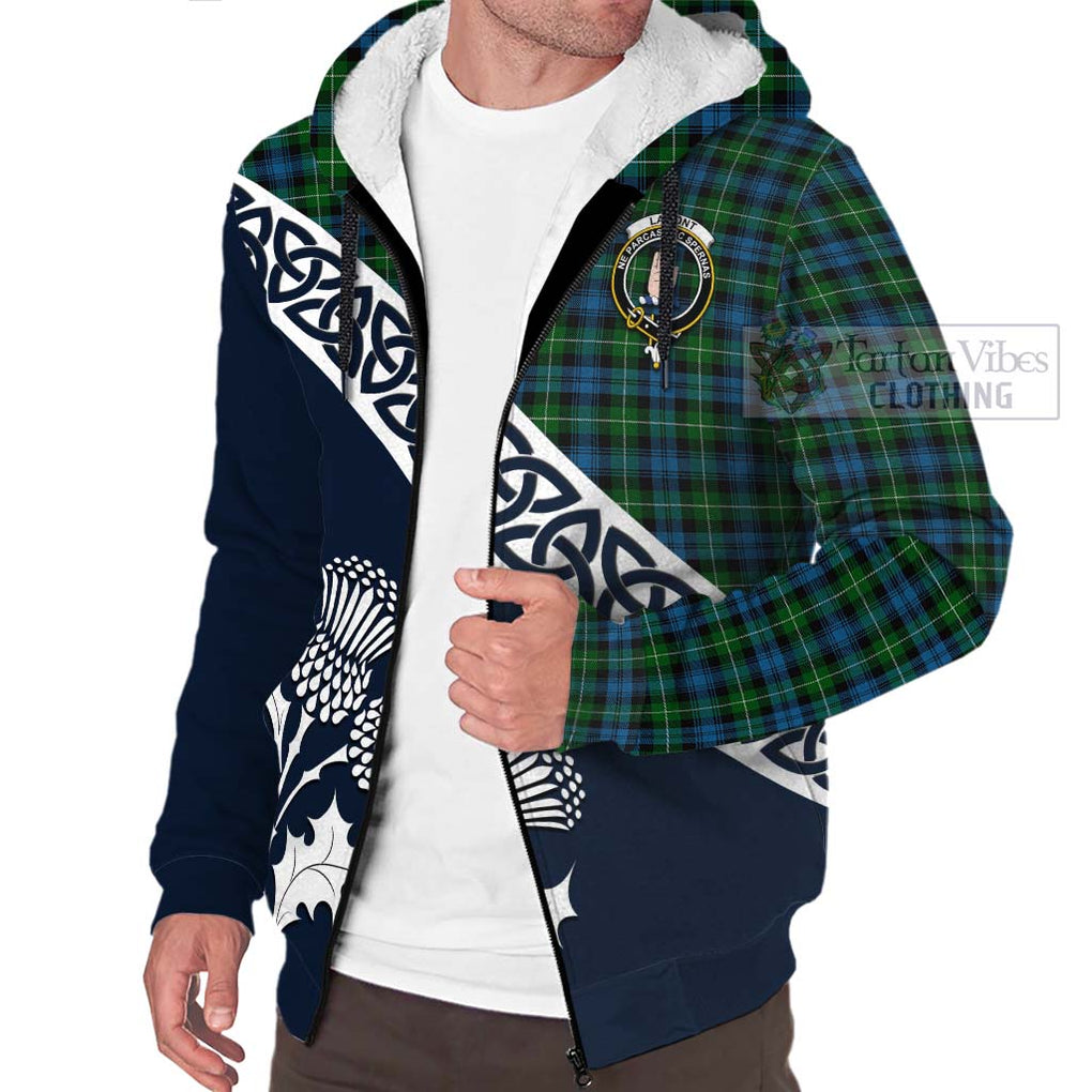 Tartan Vibes Clothing Lamont Tartan Sherpa Hoodie Featuring Thistle and Scotland Map