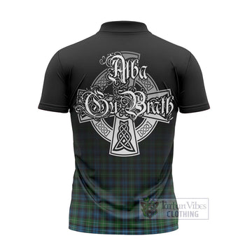 Lamont Tartan Zipper Polo Shirt Featuring Alba Gu Brath Family Crest Celtic Inspired