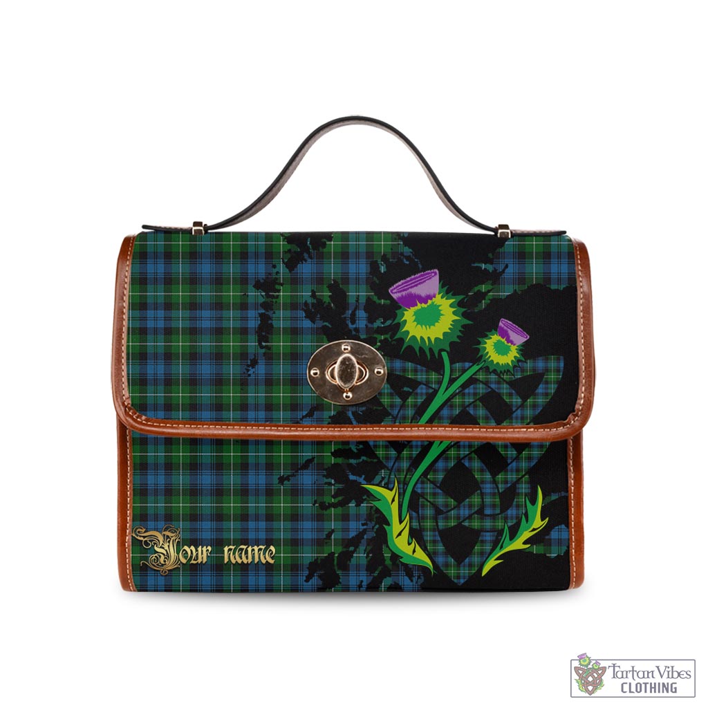 Tartan Vibes Clothing Lamont Tartan Waterproof Canvas Bag with Scotland Map and Thistle Celtic Accents