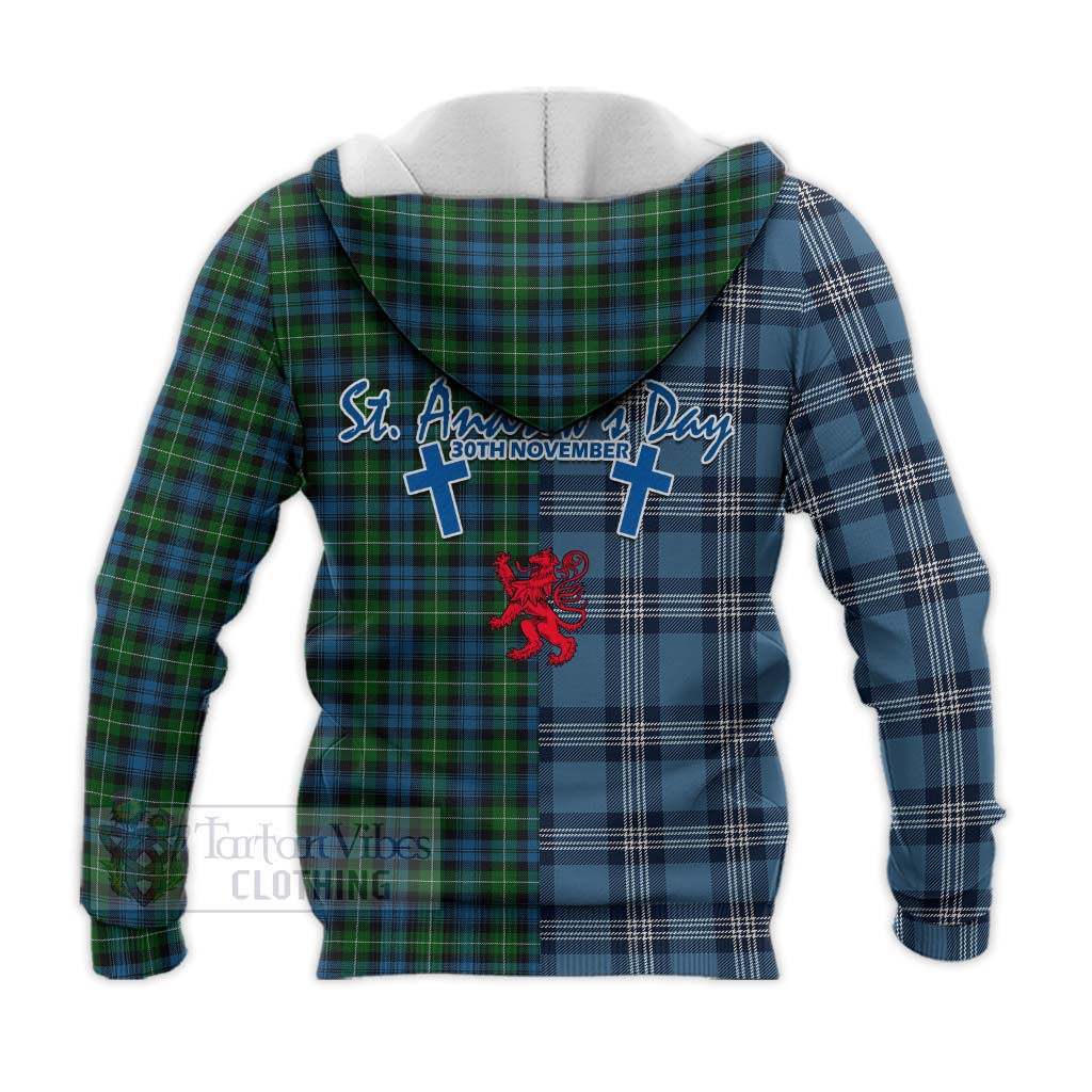 Tartan Vibes Clothing Lamont Tartan Knitted Hoodie Happy St. Andrew's Day Half Tartan Style