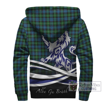 Lamont Tartan Sherpa Hoodie with Alba Gu Brath Regal Lion Emblem