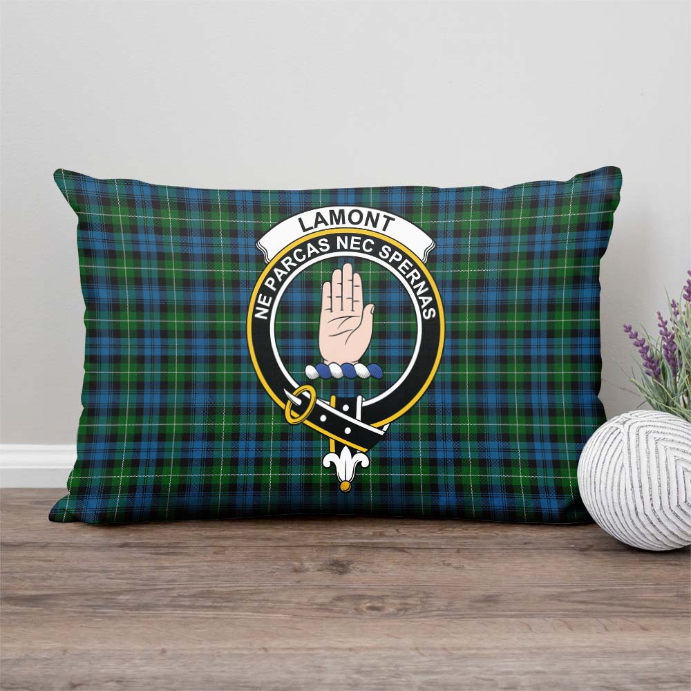 Lamont Tartan Pillow Cover with Family Crest Rectangle Pillow Cover - Tartanvibesclothing