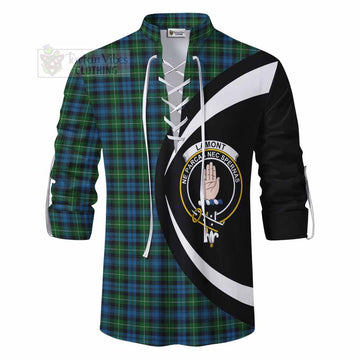 Lamont Tartan Ghillie Kilt Shirt with Family Crest Circle Style