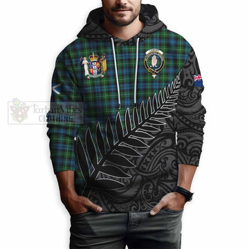 Lamont Crest Tartan Hoodie with New Zealand Silver Fern Half Style