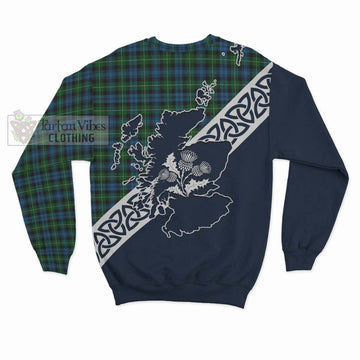 Lamont Tartan Sweatshirt Featuring Thistle and Scotland Map