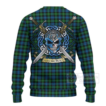 Lamont Tartan Ugly Sweater with Family Crest Celtic Skull Style