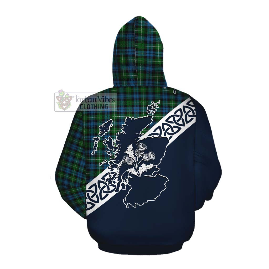 Tartan Vibes Clothing Lamont Tartan Cotton Hoodie Featuring Thistle and Scotland Map