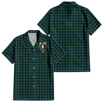 Lamont Tartan Short Sleeve Button Down Shirt with Family Crest