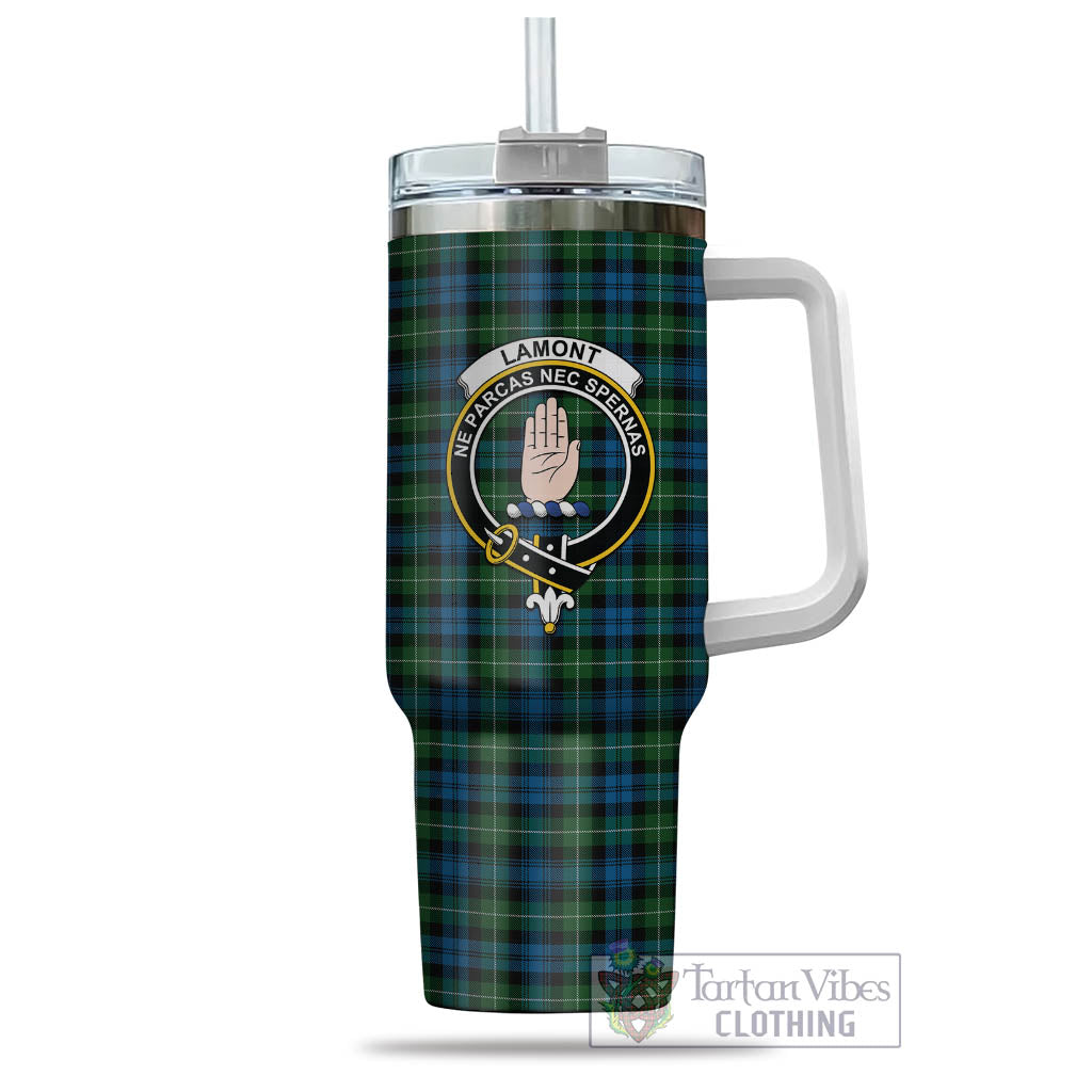 Tartan Vibes Clothing Lamont Tartan and Family Crest Tumbler with Handle