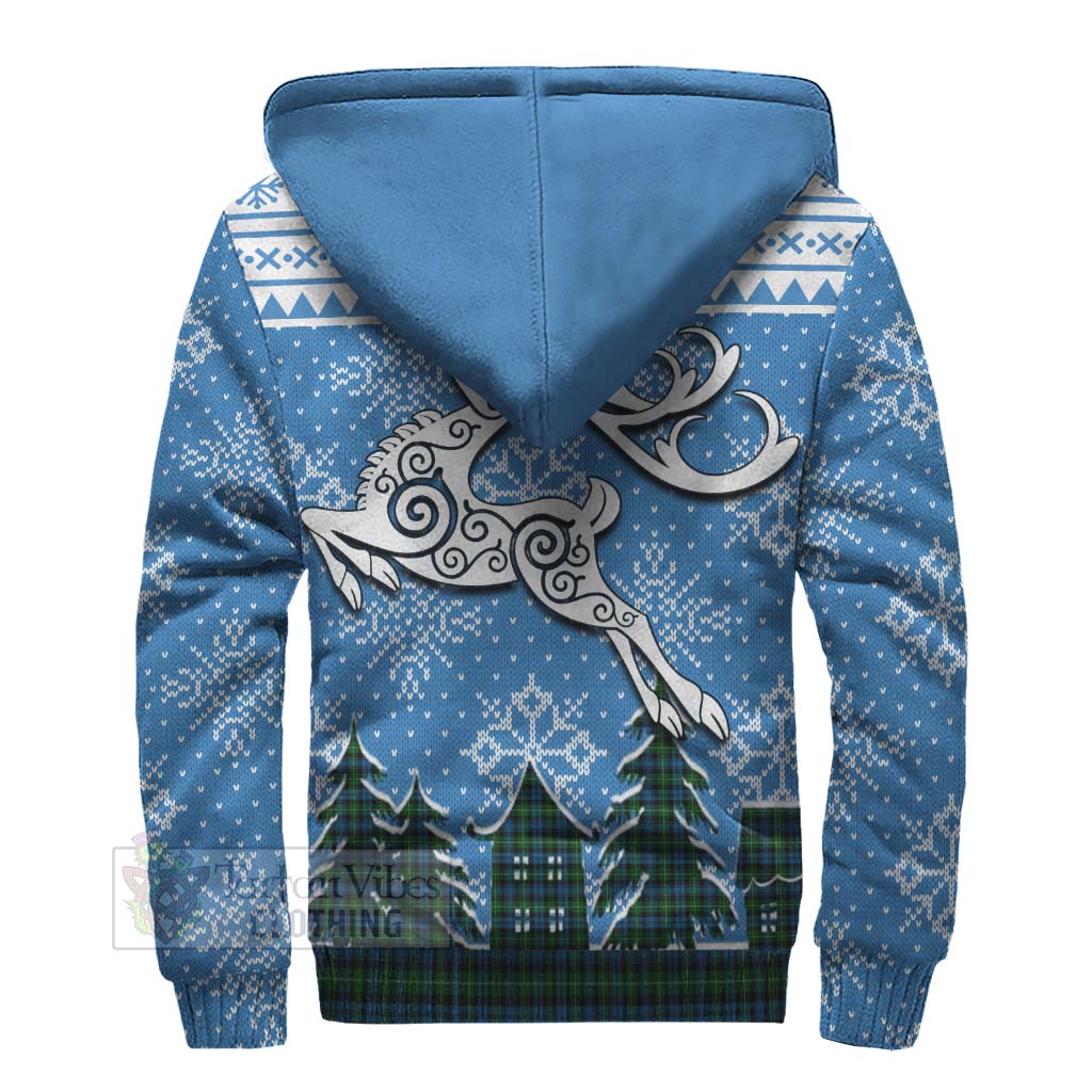 Tartan Vibes Clothing Lamont Clan Christmas Sherpa Hoodie Celtic Reindeer Style