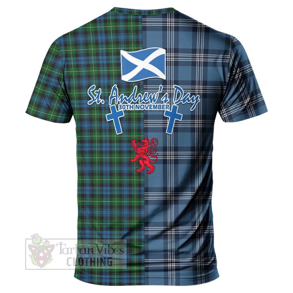 Tartan Vibes Clothing Lamont Tartan T-Shirt Happy St. Andrew's Day Half Tartan Style