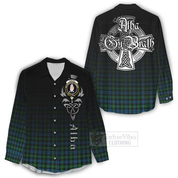 Lamont Tartan Women's Casual Shirt Featuring Alba Gu Brath Family Crest Celtic Inspired